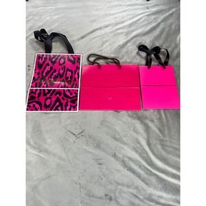 SOLD LOT 3 Juicy Couture Kate Spade Betsy Johnson Shopping Bags Hot Pink Leopard